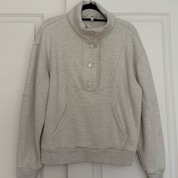 AGOLDE Funnel Neck Snap Front Pullover (M) | Cream Fleece - Picture 1 of 6